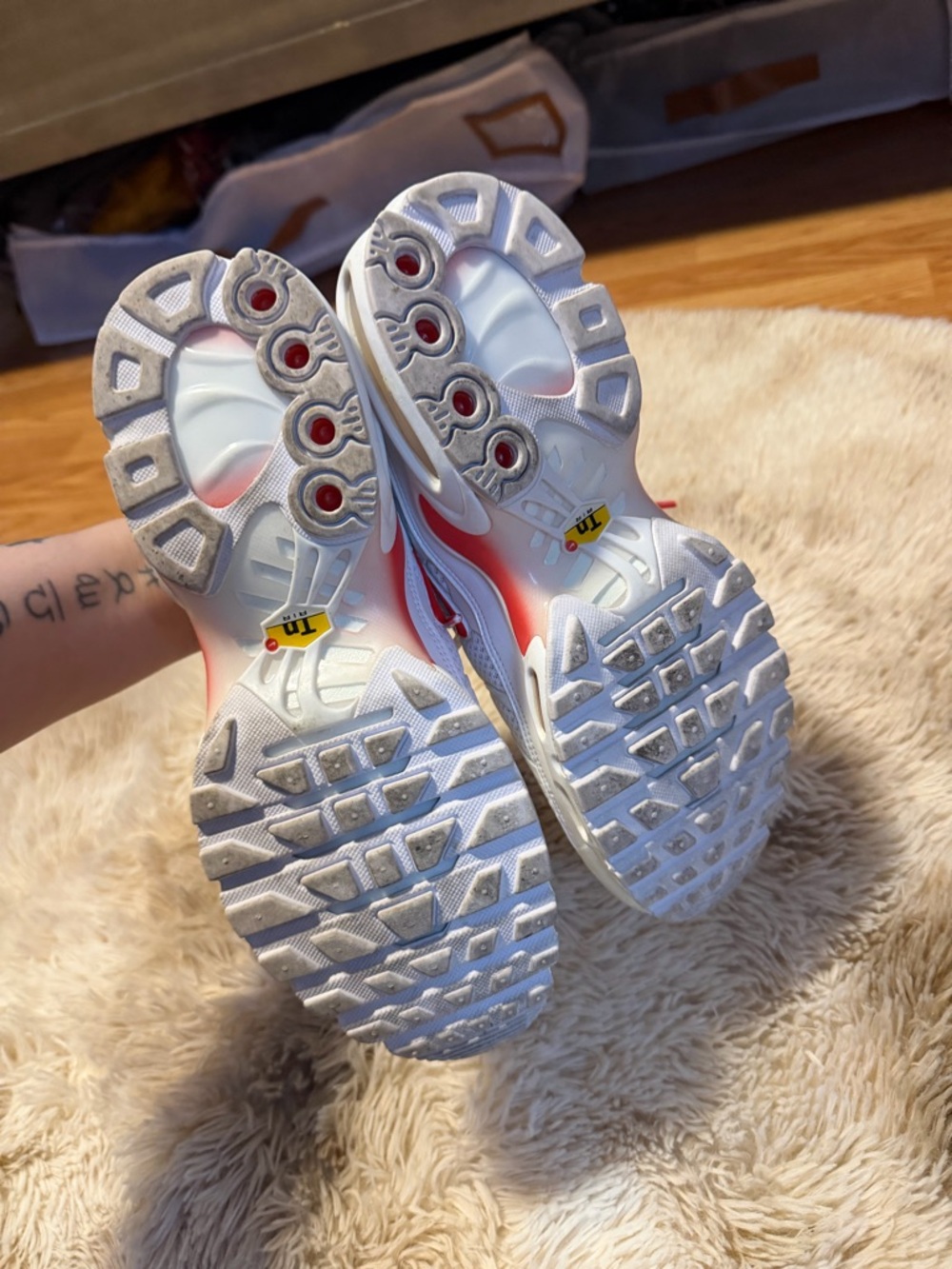 Nike Kids White Sneakers with Red Accents - Picture 2 of 4